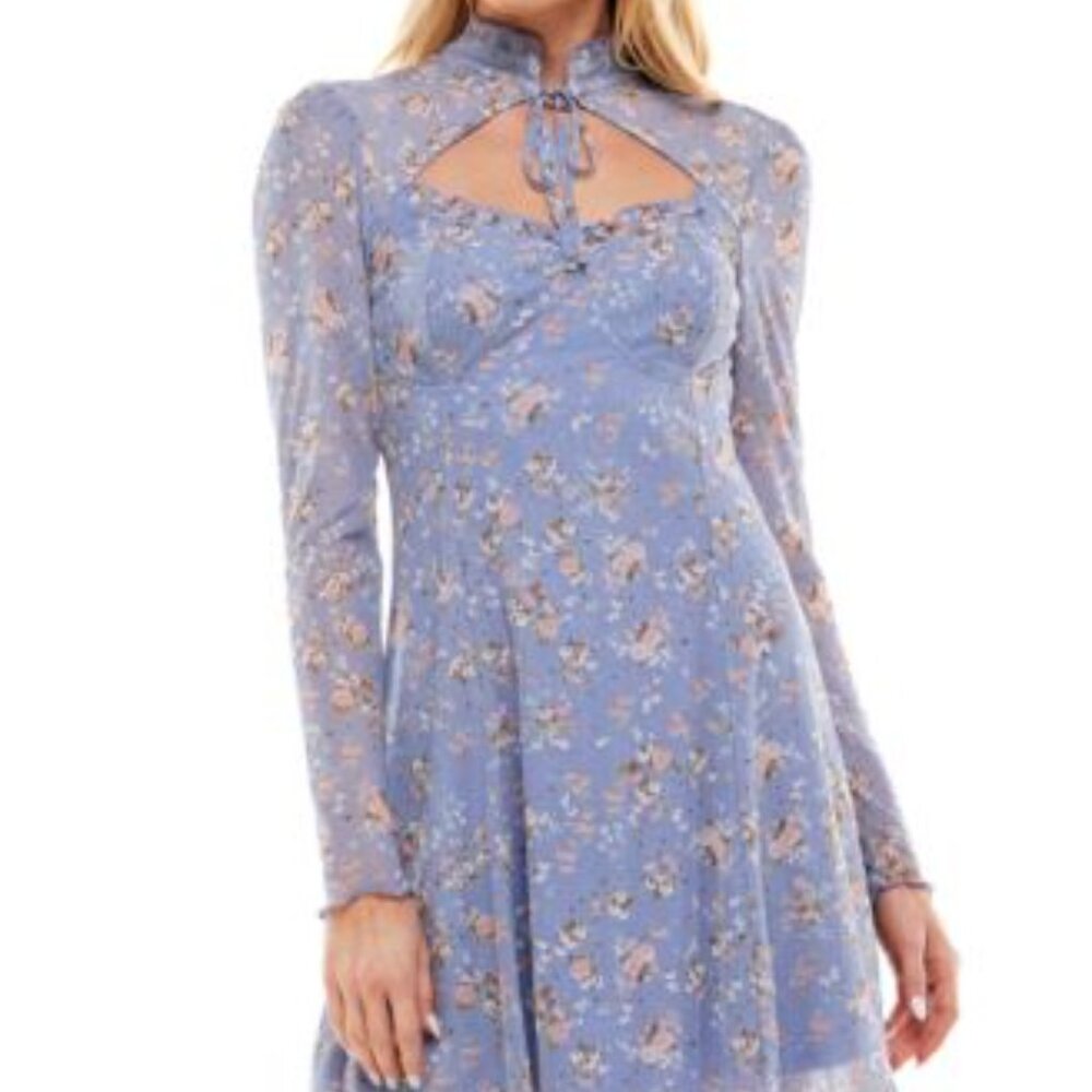 NWT Forever 21 Peek a Boo Neckline Floral Lavender Dress-Size Large